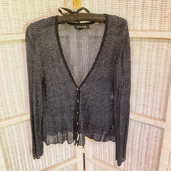 Escada Sweaters - Escada Navy Blue Knit Button Front Cardigan- Size 38/M